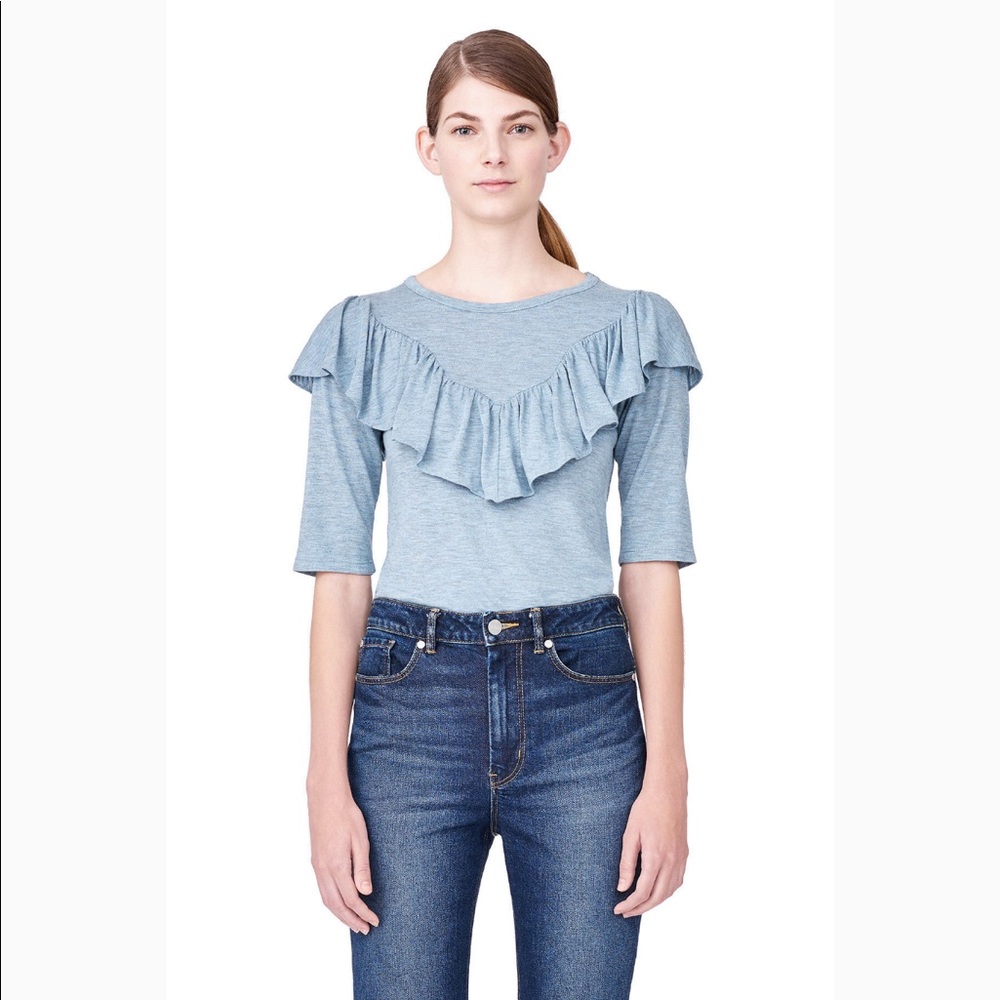 NWT Rebecca Taylor Melange Jersey Ruffle T…